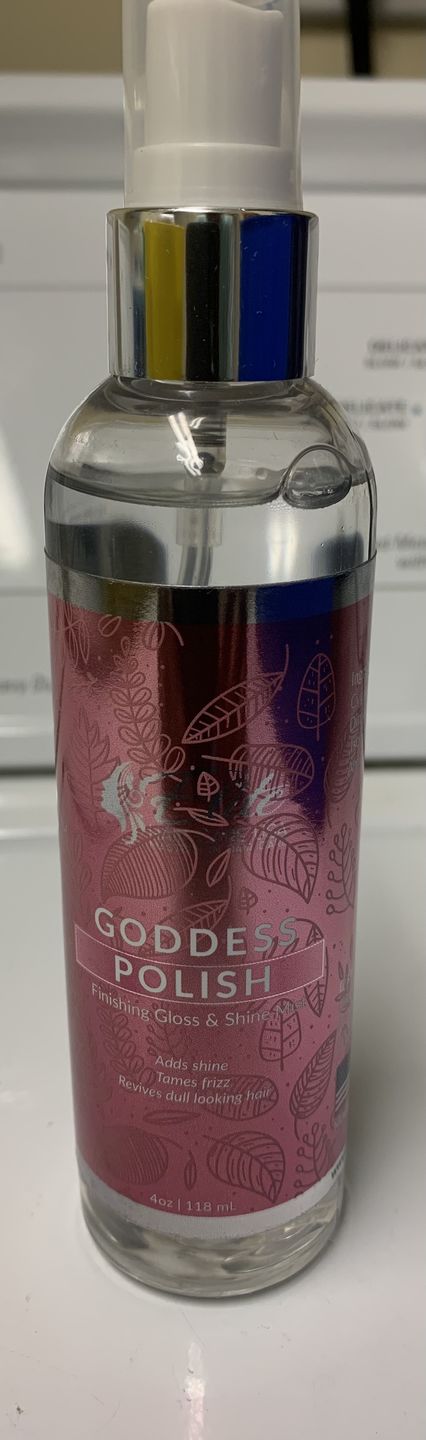 Customer photo review of Goddess Polish & Glow Shine Spray Lightweight Formula for Brilliant Shine