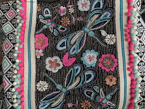 Customer photo review of Dragonfly Embellished Tote- Hand Beaded Dragonfly Tote
