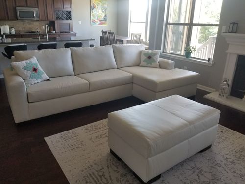 Customer photo review of Mas Mesa Leather Right Chaise Sectional