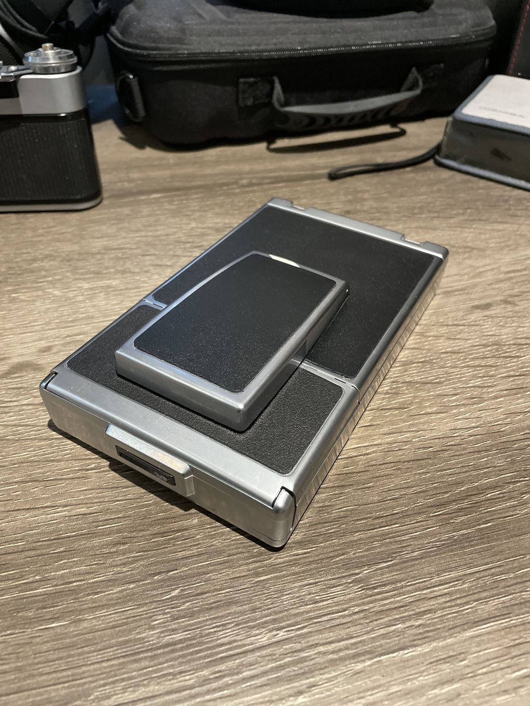 Customer photo review of SX-70/SLR-680 Black Leather Folding Camera Skins