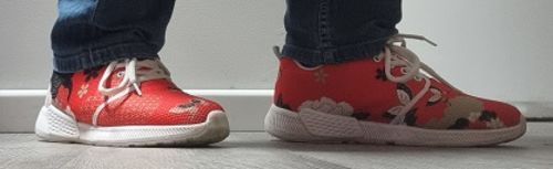 Customer photo review of Japanese Flower Print White Athletic Shoes