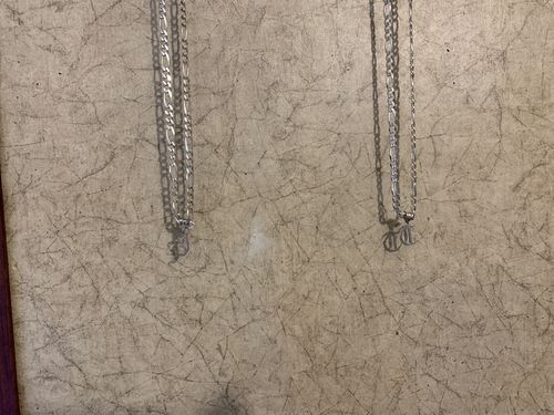Customer photo review of Custom Initial Men's Necklace Solid Sterling Silver Figaro Chain 18" to 24"