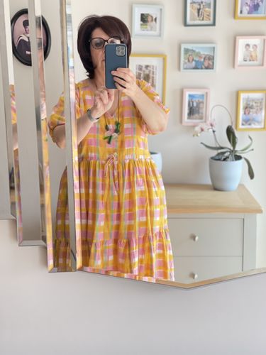 Customer photo review of Lowie Painted Check Midi Dress