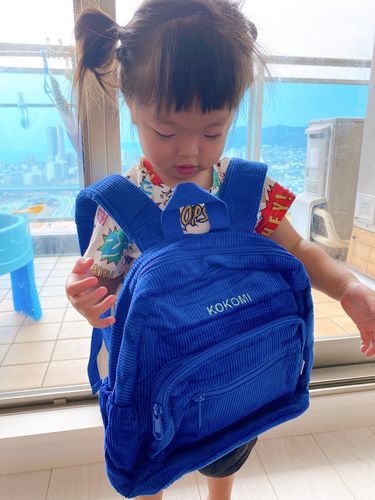 Customer photo review of Corduroy Backpack - Dark Blue