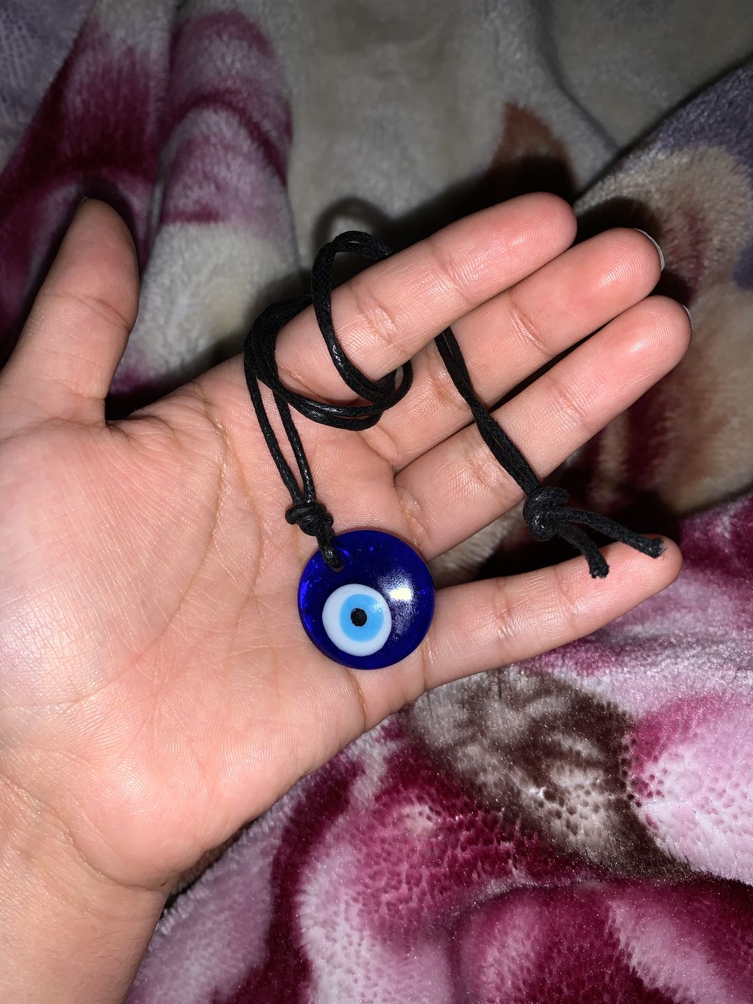 Customer photo review of Glass Evil Eye Good Luck and Protection Necklace
