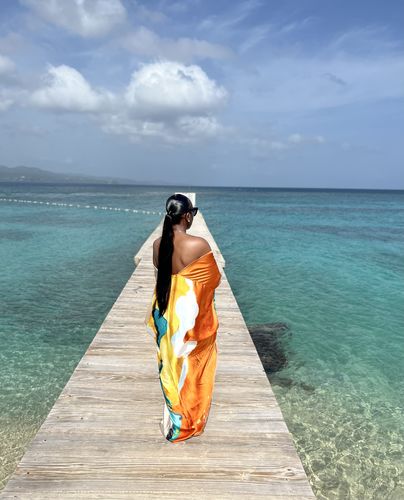 Customer photo review of Pure Elegance Satin Kimono (Orange)