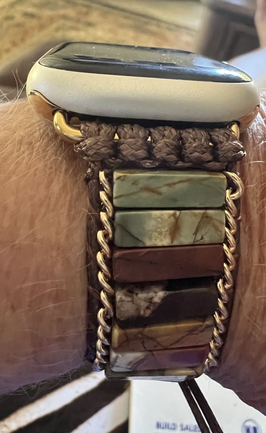 Customer photo review of Delicate Picasso Jasper Apple Watch Strap
