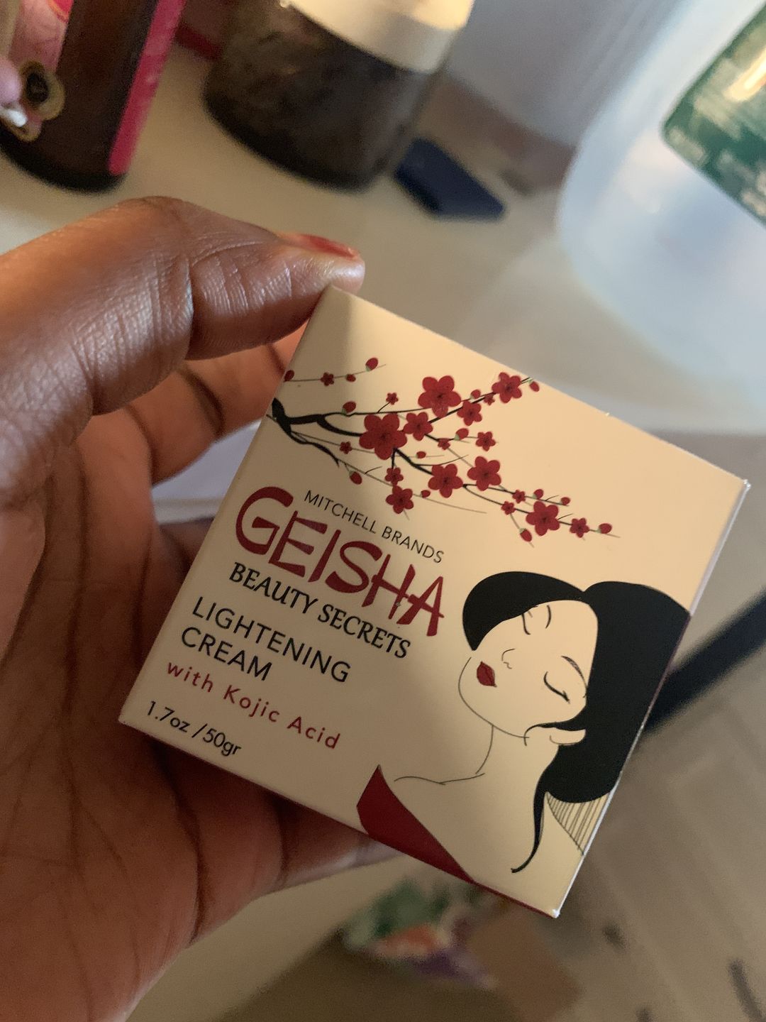 Customer photo review of Geisha Active Brightening Cream with Kojic Acid - 50ml / 1.7 fl oz