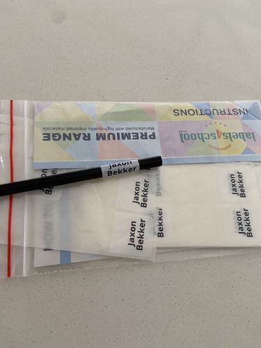 Customer photo review of Wrap-around Pencil & Pen Labels