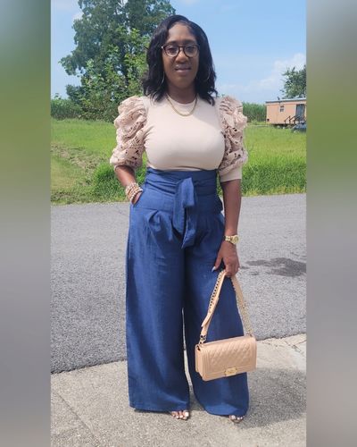 Customer photo review of Demi Super High Waist Pants (Denim Blue)