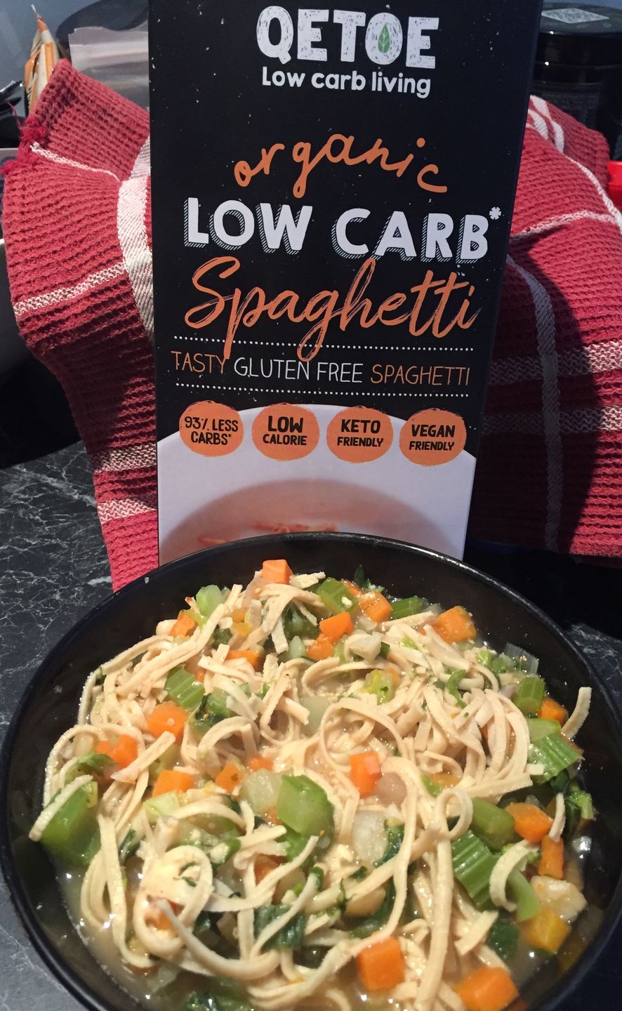 Customer photo review of VALUE BUNDLE DEAL- 5 x Qetoe Organic Low Carb Fettuccine Pack & 5 X Qetoe Organic Low Carb Spaghetti Pack.