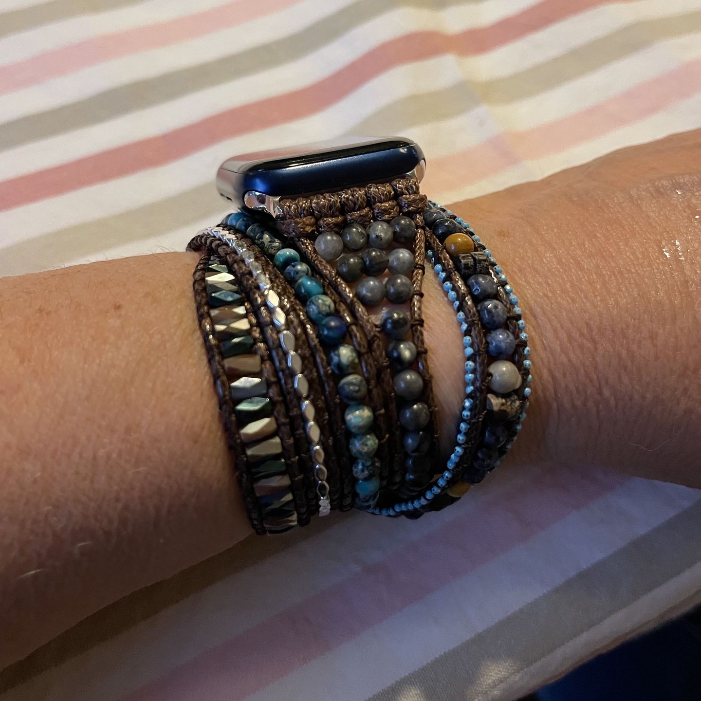 Customer photo review of Serene Ocean Apple Watch Strap