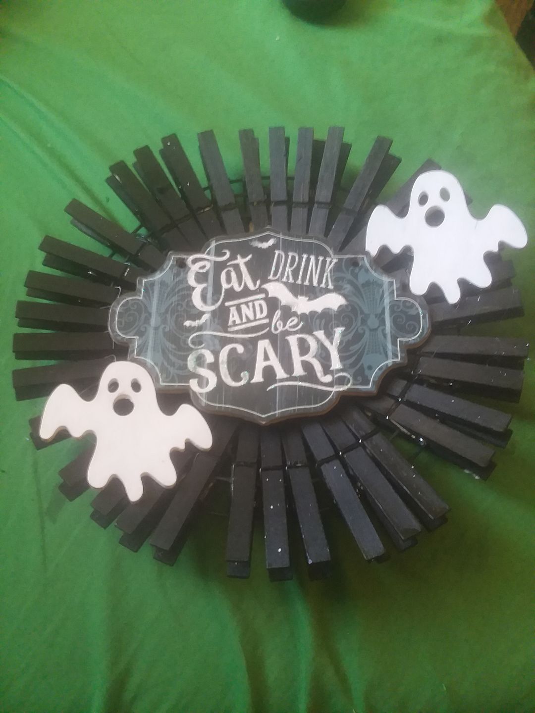 Customer photo review of Unfinished Wood Skull Shape (2 Pieces) - Halloween - Spooky - Craft - up to 24" DIY