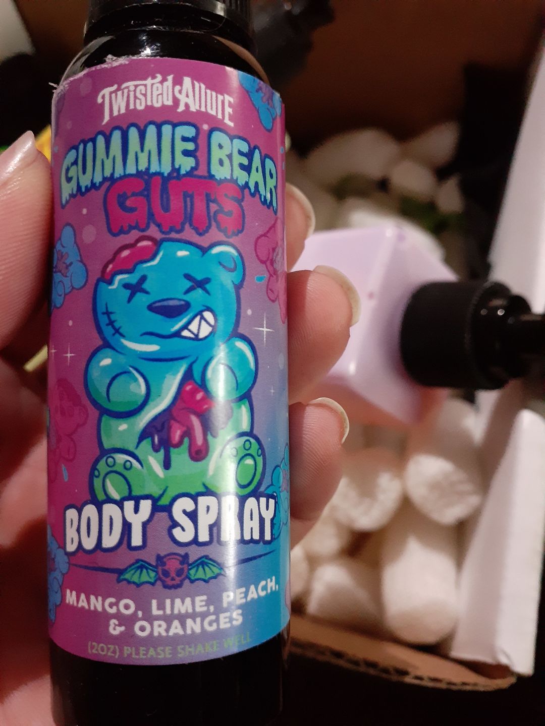 Customer photo review of Gummie Bear Guts Body Spray