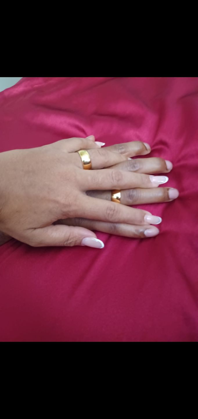 Customer photo review of 9mm - 14k Yellow Gold Tungsten Wedding Band, High Polish Dome Shape, Anniversary Ring