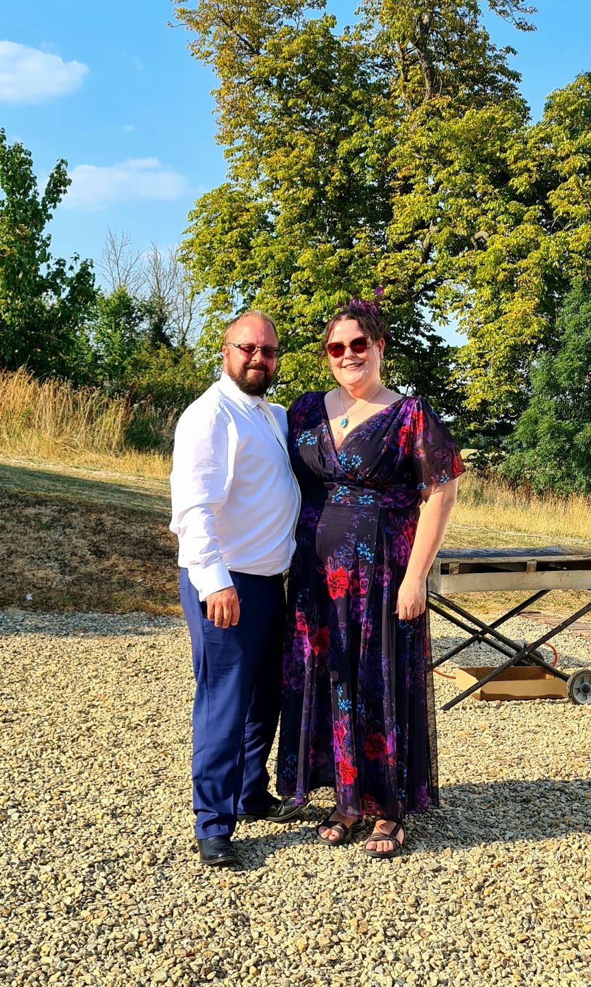 Customer photo review of Isabelle Navy Amethyst Float Sleeve Maxi Dress