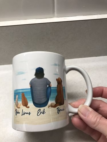 Customer photo review of Beach Sand Personalized Family Coffee Mug