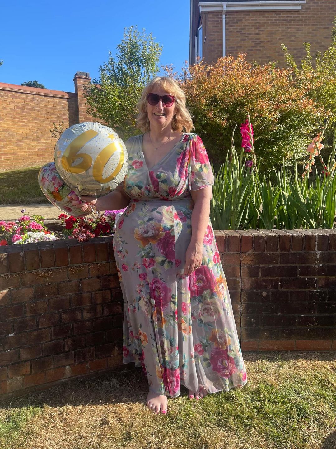 Customer photo review of Isabelle Silver Pink Float Sleeve Maxi Dress