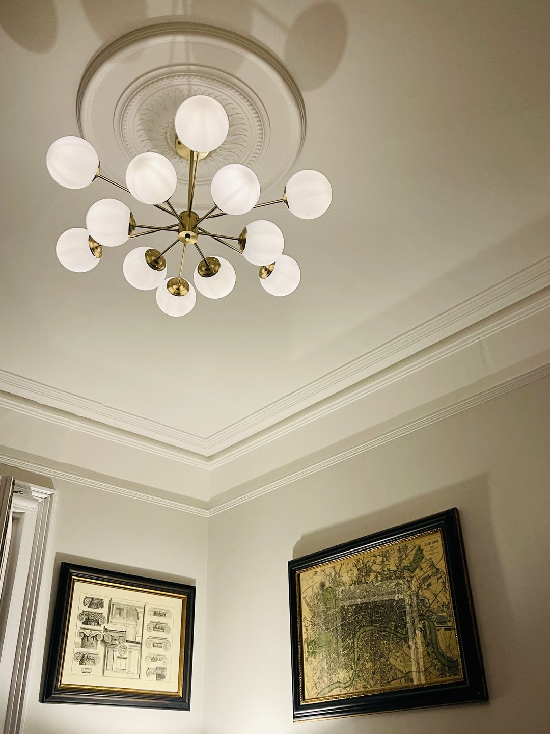 Customer photo review of 12-Light Two-tier Sputnik Opal Globe Chandelier