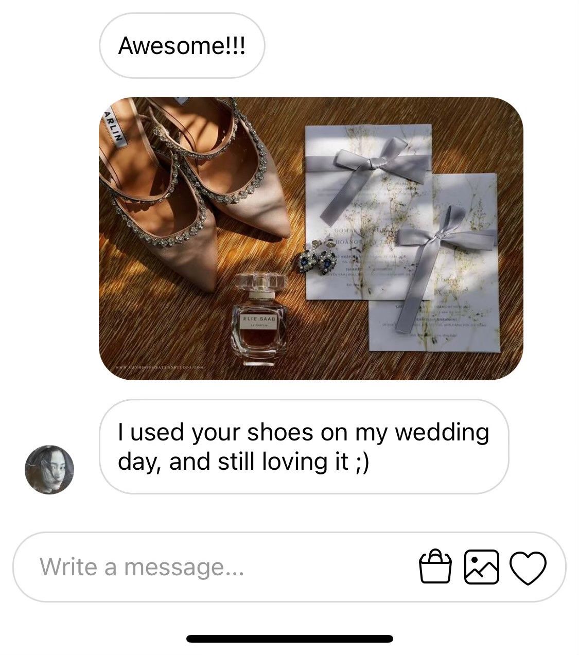 Customer photo review of BEIGE DARLIN SATIN