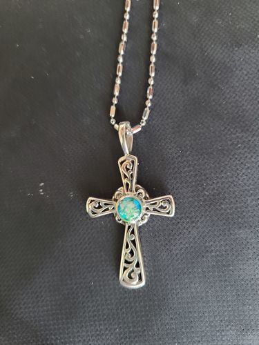 Customer photo review of Cross Pendant with Cremation Ash