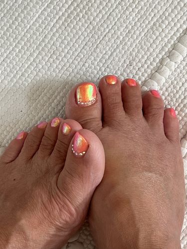 Customer photo review of Semilac Flash Aurora Gold&Green 681