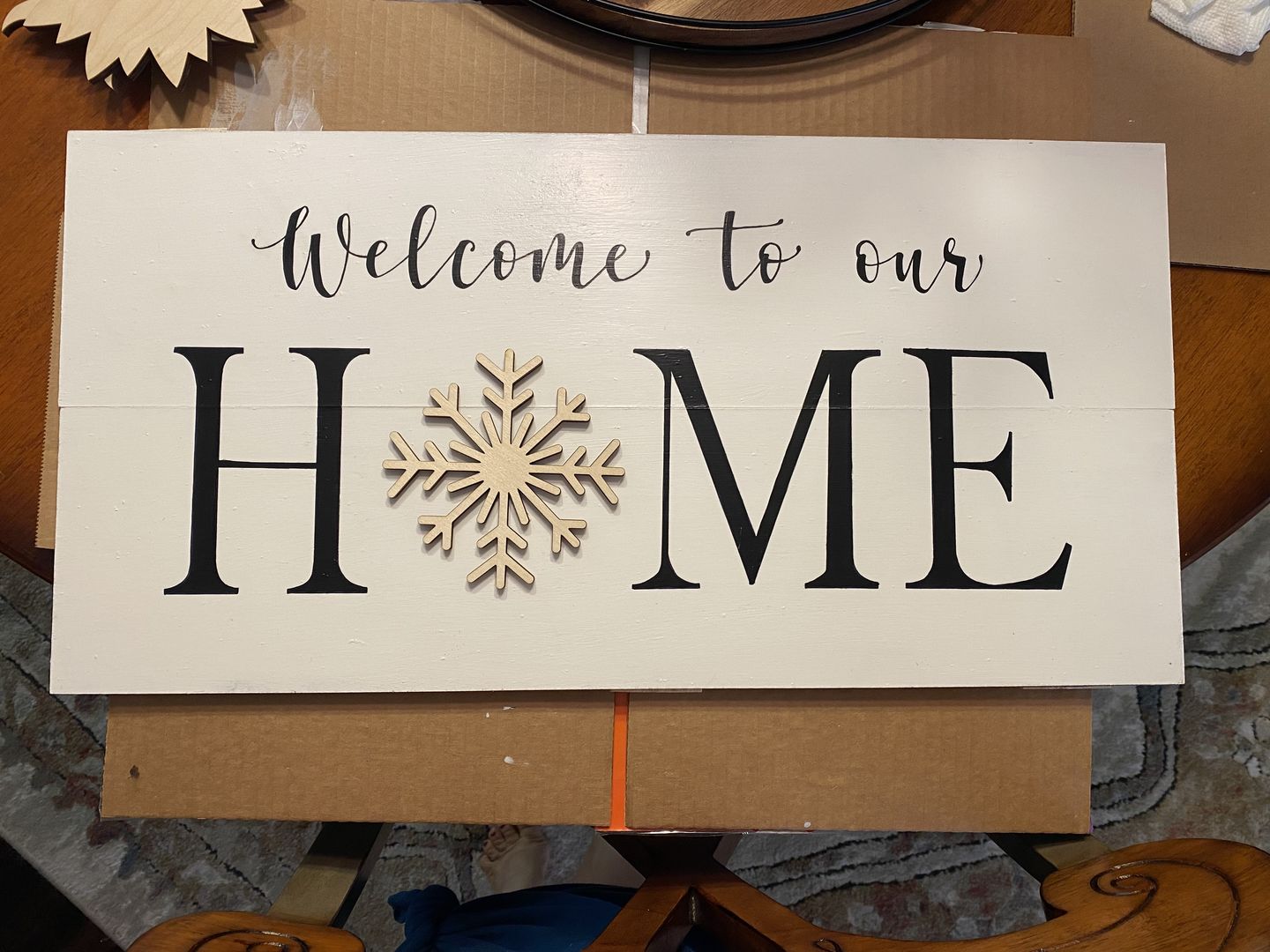 Customer photo review of Unfinished Wood Snowflake Shape - Winter Decor - Craft - up to 24" DIY