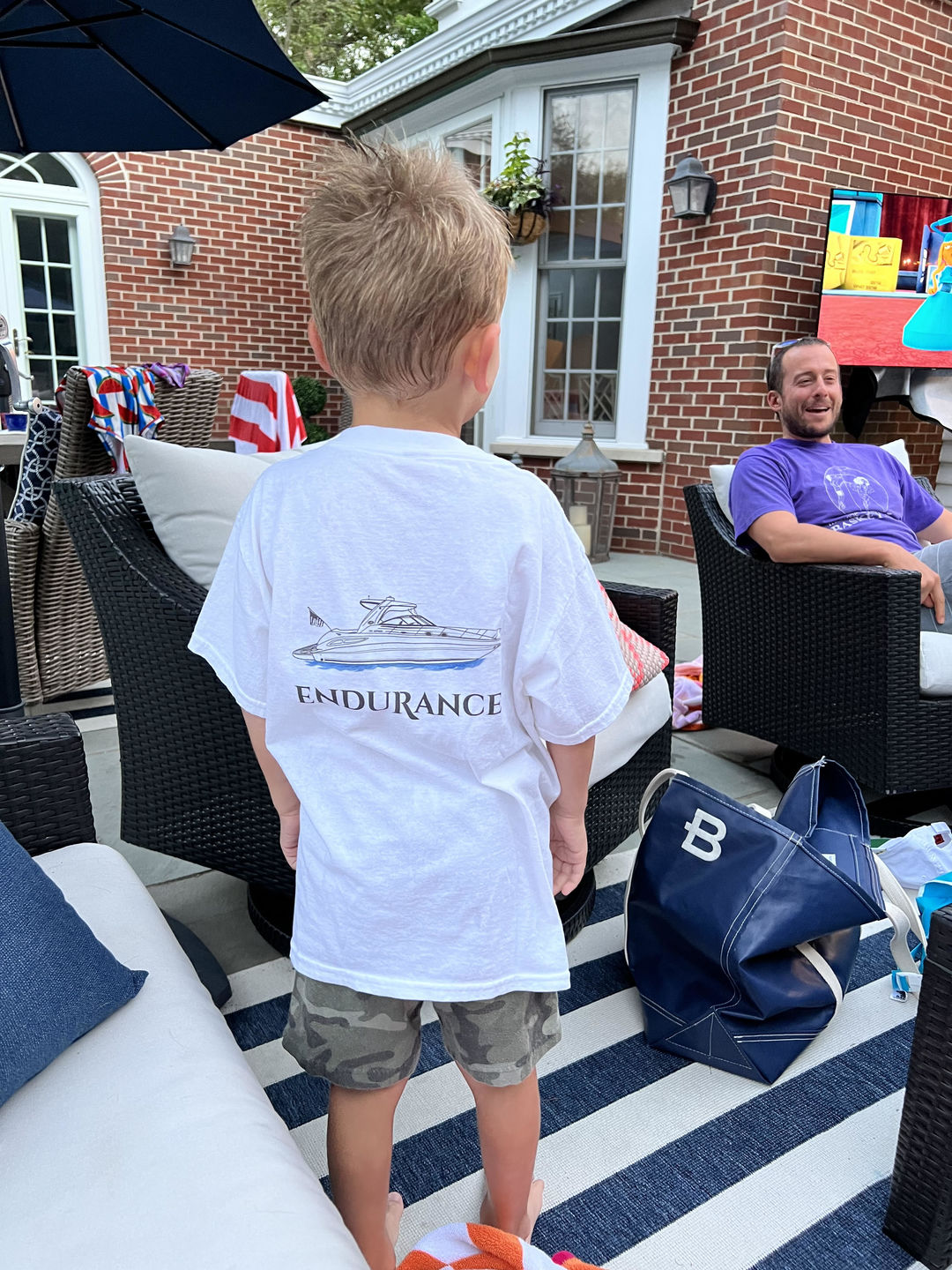 Customer photo review of Custom Boat Kids T-shirts