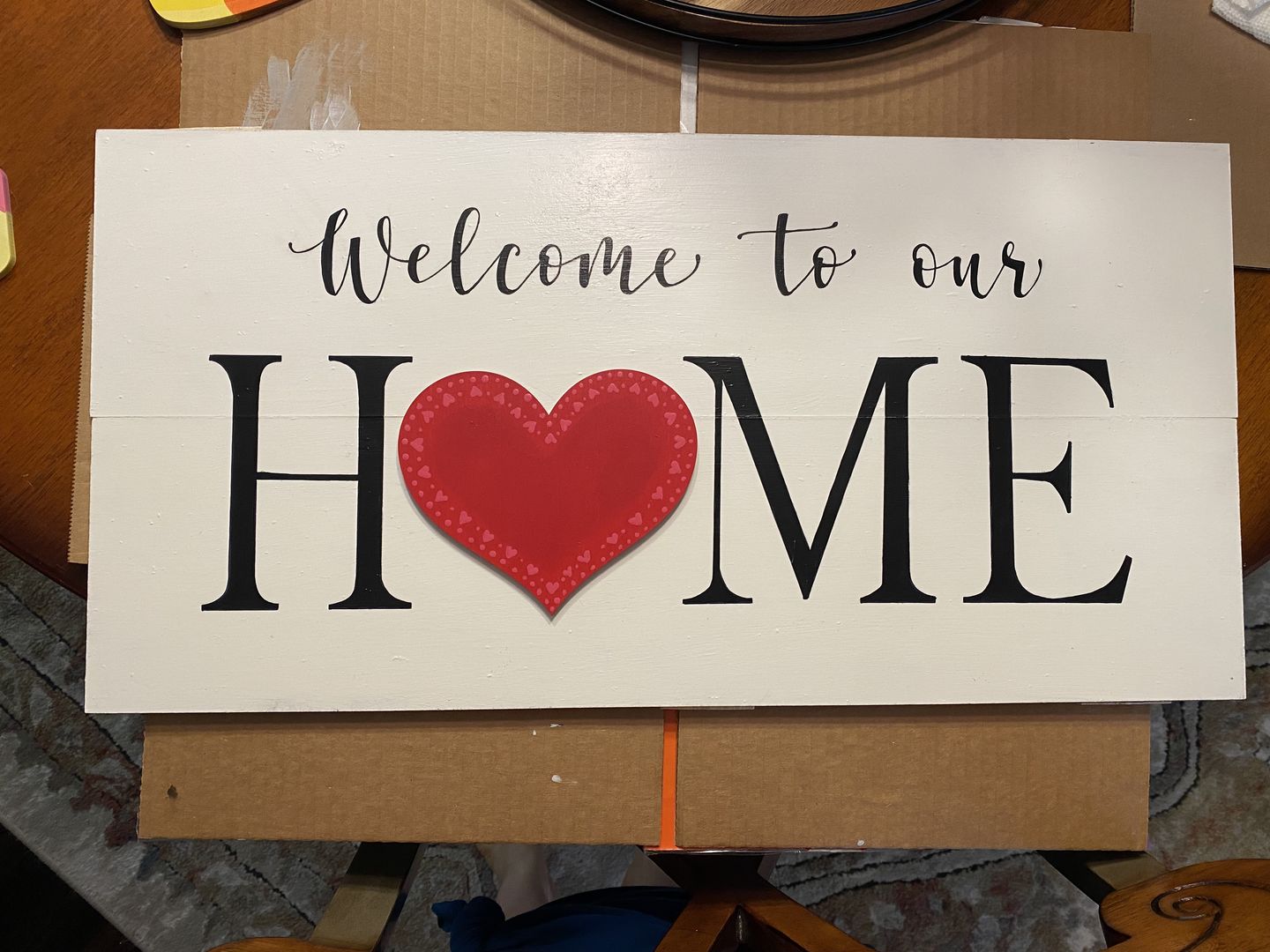 Customer photo review of Unfinished Wood Round Classic Heart Shape up to 24" DIY Valentines Day Wedding Shower
