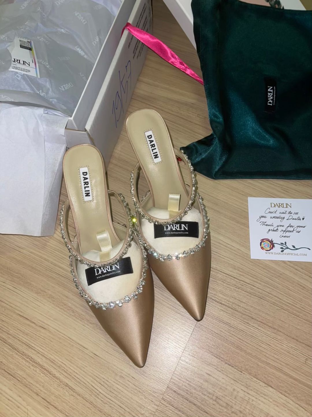 Customer photo review of BEIGE DARLIN SATIN