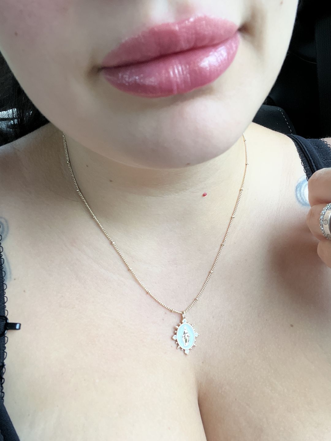 Customer photo review of Lady Lourdes Pendant in White