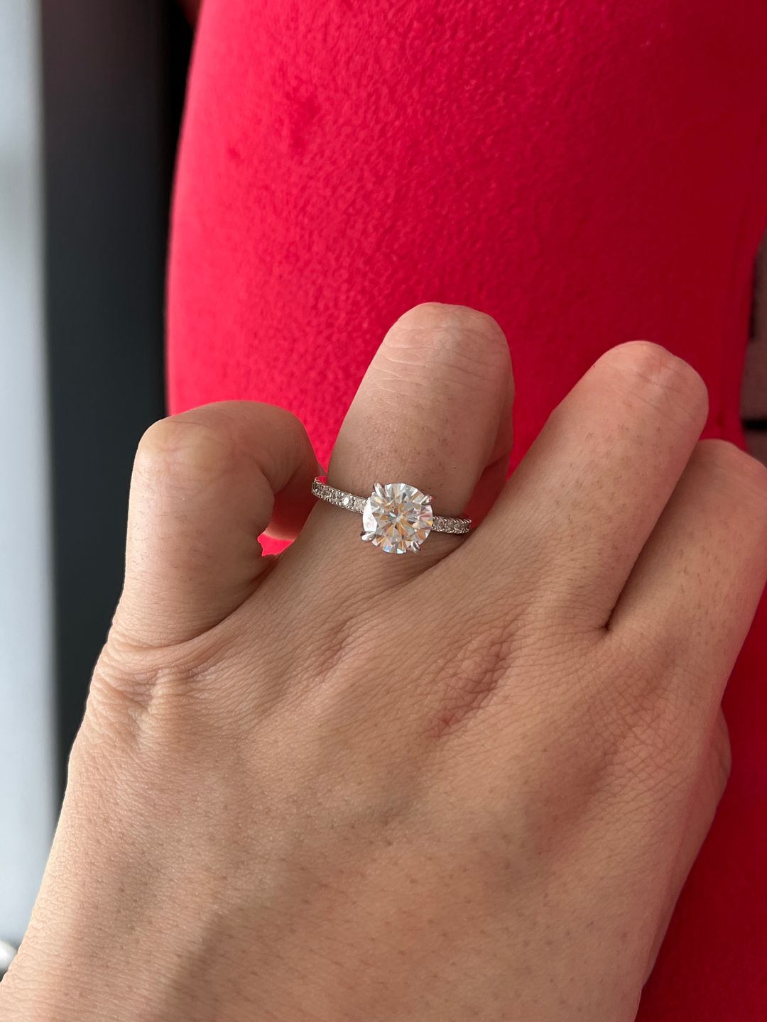 Customer photo review of S925 2.0 Ct Round Cut Engagement Ring Hidden Halo Everyday Wearable Ring In Sterling Silver