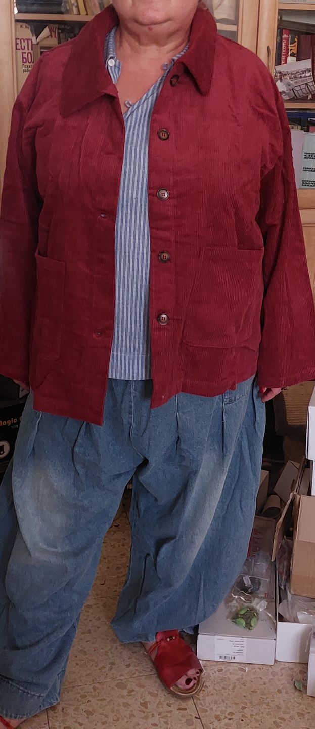 Customer photo review of Plus Size - Cotton Linen Stripes Long Sleeve Shirt