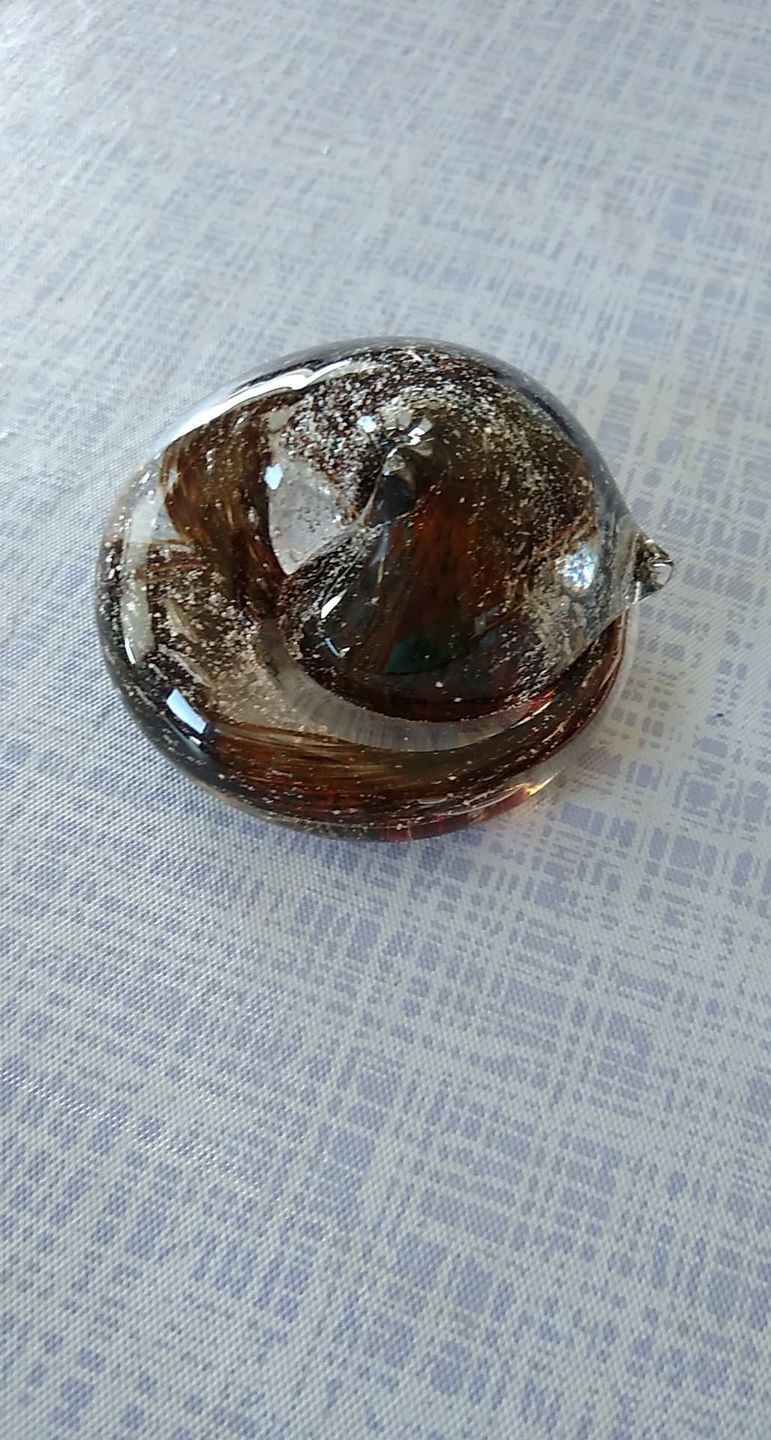 Customer photo review of Half-tone Sleeping Glass Cat with Infused Cremation Ashes