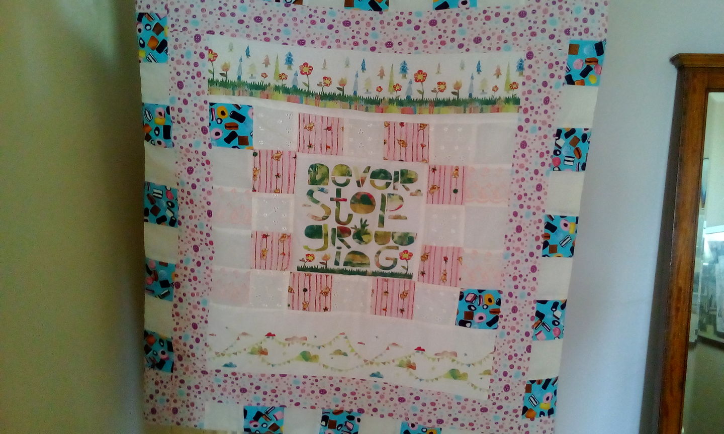 Customer photo review of 62cm Panel Positive Quotes Cotton Fabric