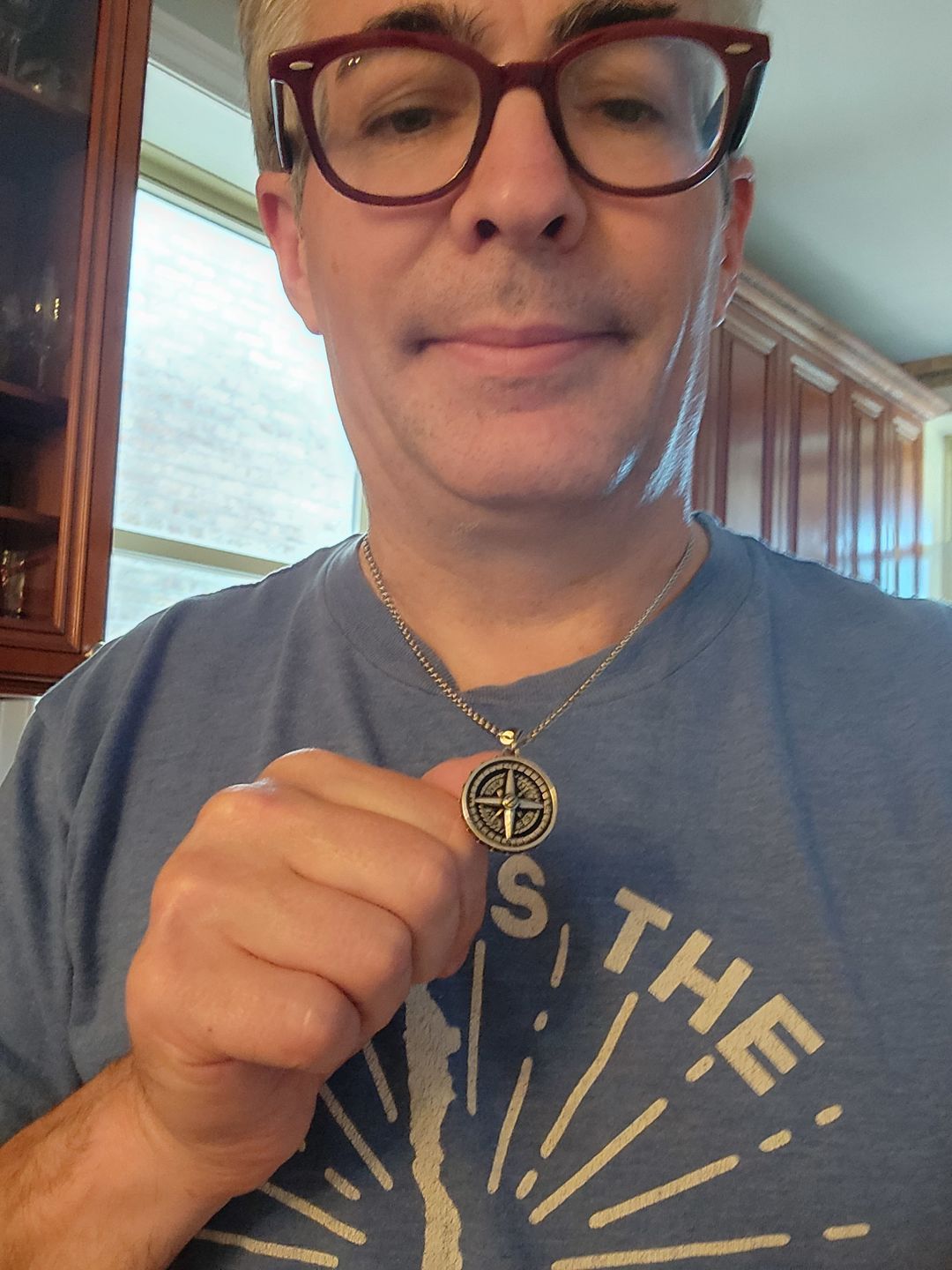 Customer photo review of Engravable Compass Pendant