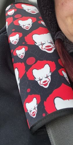 Customer photo review of Halloween Scary Clown Pattern Print Car Seat Belt Covers