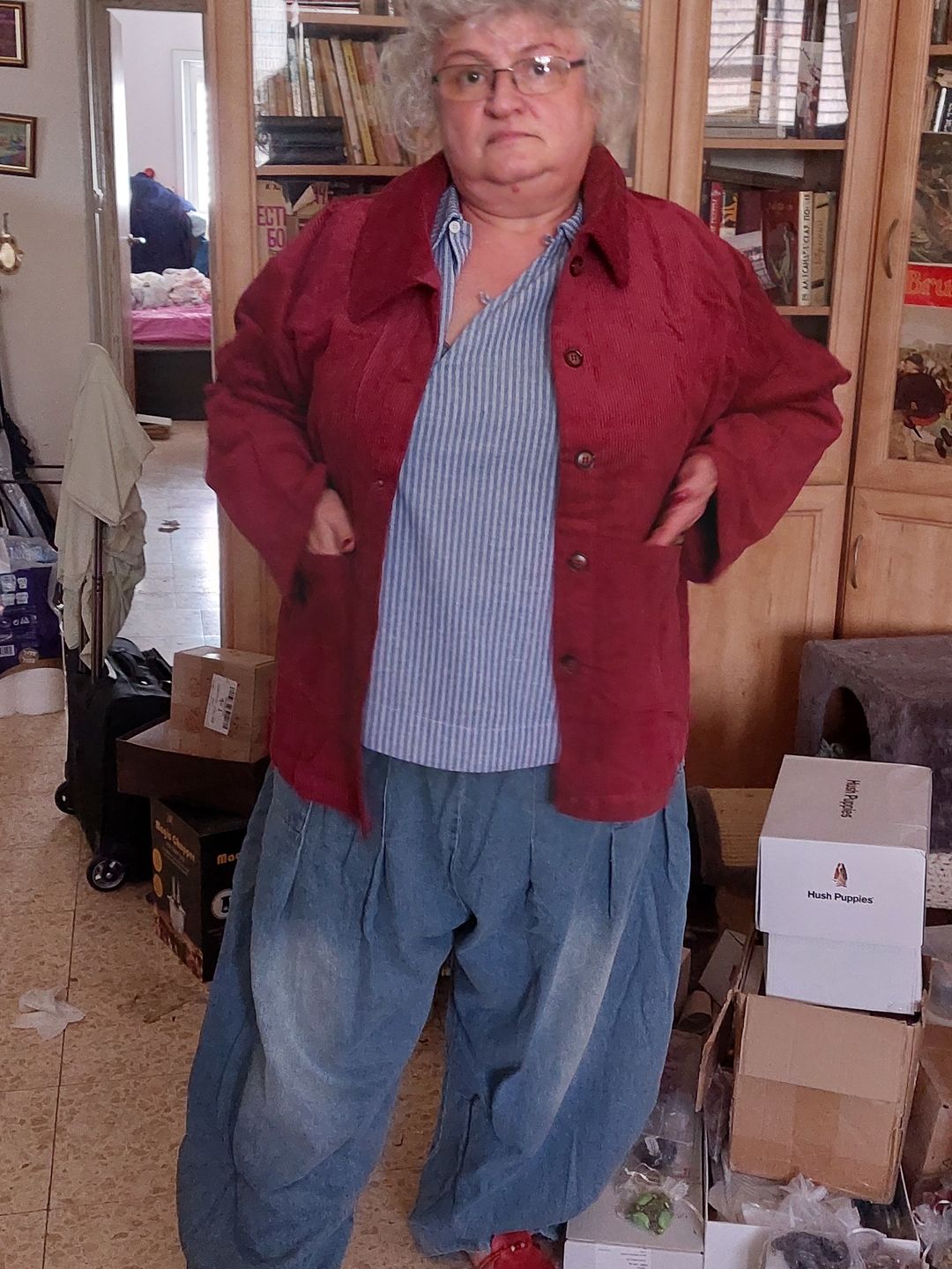 Customer photo review of Plus Size - Women Solid Color Pocket Corduroy Jacket Coat