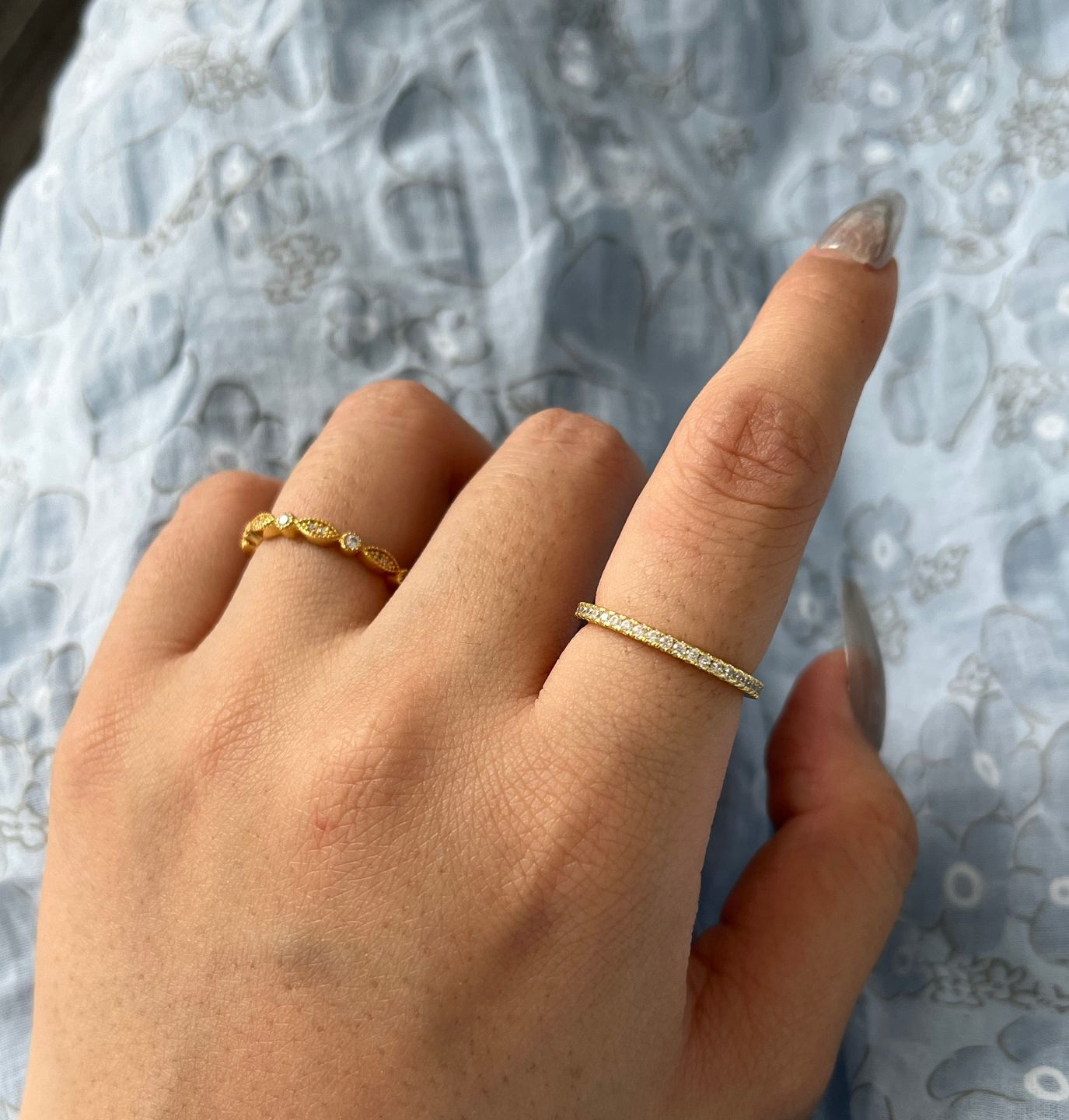 Customer photo review of Louily 0.5 Ct Round Cut Classic Full Eternity Thin Wedding Band For Women In Sterling Silver