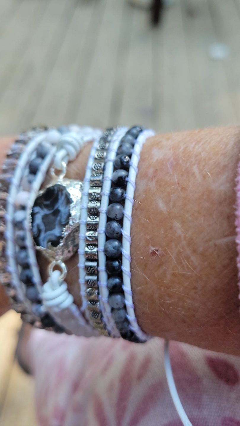 Customer photo review of Magical White Labradorite & Druzy Bracelet