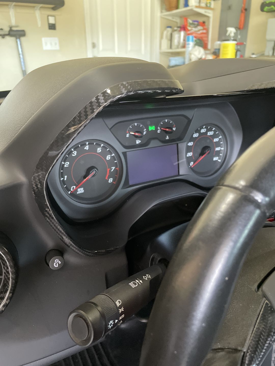 Customer photo review of Carbon Fiber Gauge Bezel Chrome Delete Cover for Chevy Camaro 2016-2022
