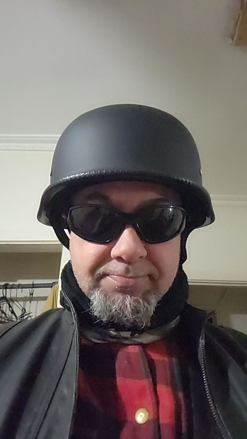 Customer photo review of Mayan Style Half Helmet - Matte Black