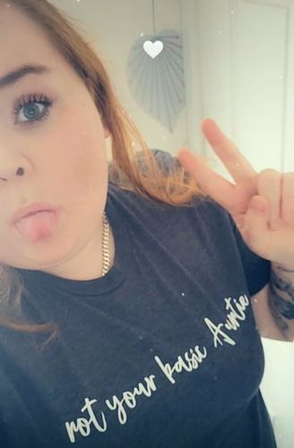 Customer photo review of Not Your Basic Auntie T-Shirt 99