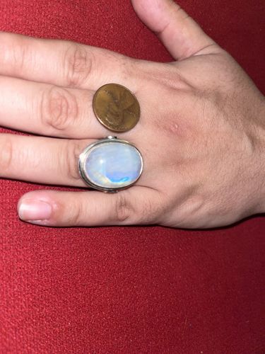 Customer photo review of Sterling Silver Rainbow Moonstone Ring