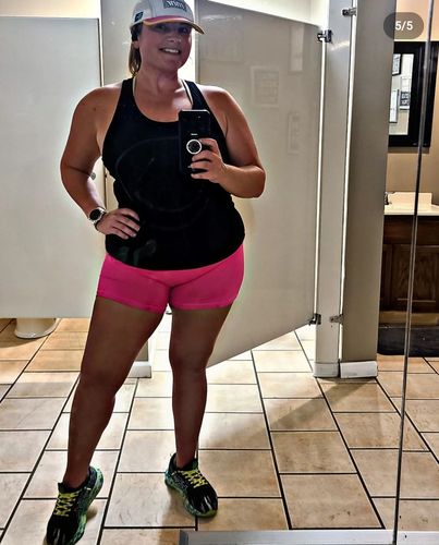 Customer photo review of Salty Savage Ladies “Happy Thoughts” Training Shorts | Wet Suit Performance | Hot Pink
