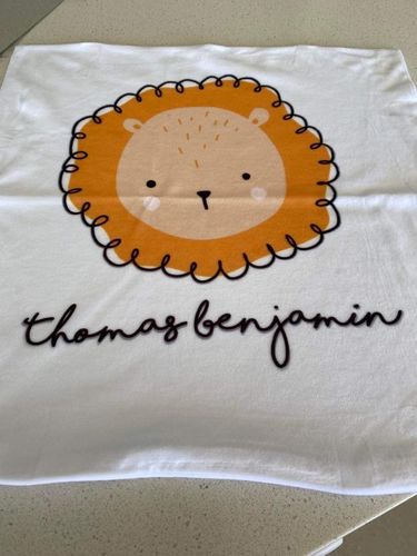 Customer photo review of Timber Tinkers - Personalised Pillow Case | Lion
