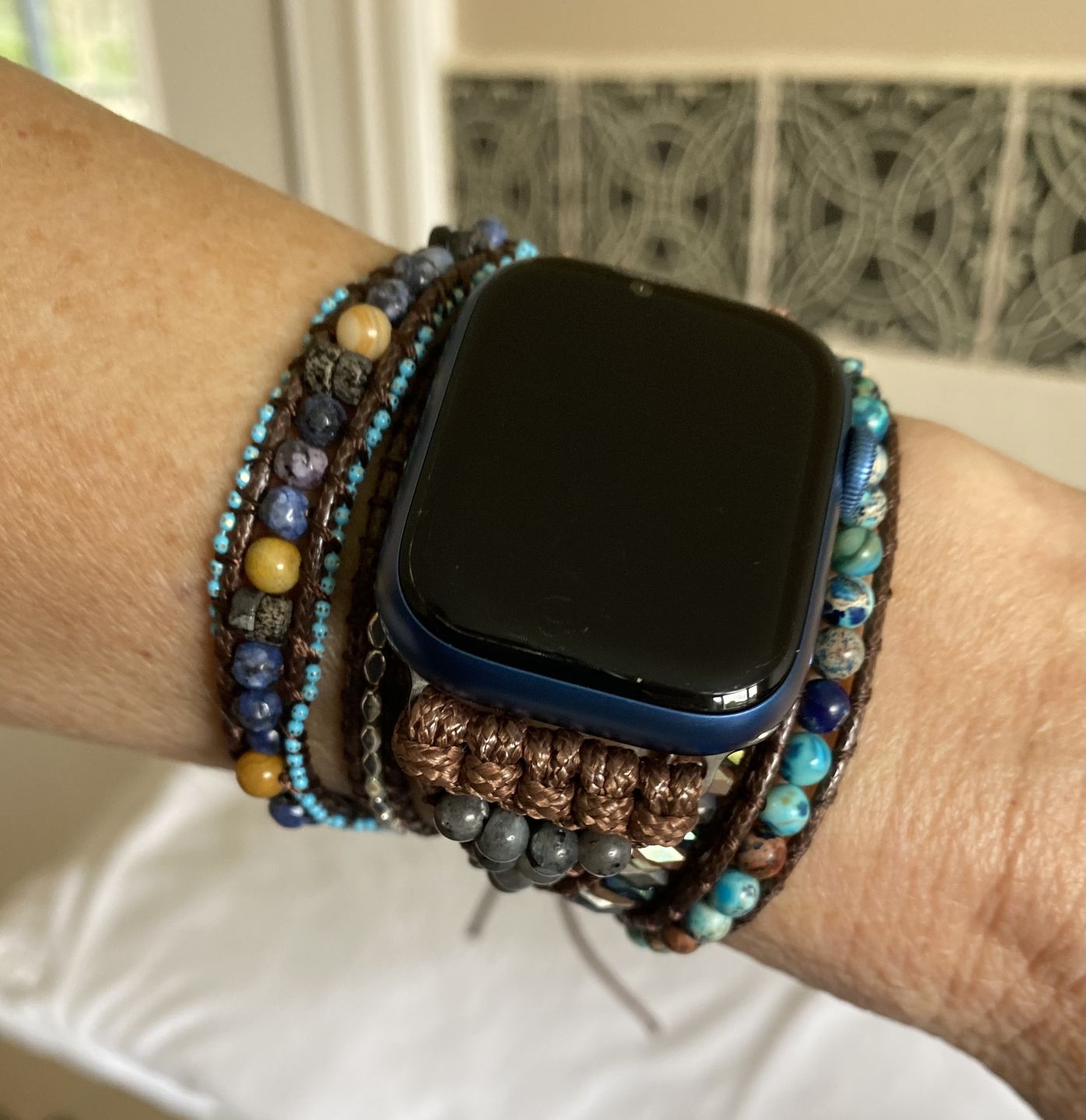 Customer photo review of Serene Ocean Apple Watch Strap