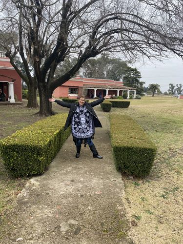 Customer photo review of Mexican Artisanal Frida Kahlo Poncho. Gaban Frida Kahlo Fino.