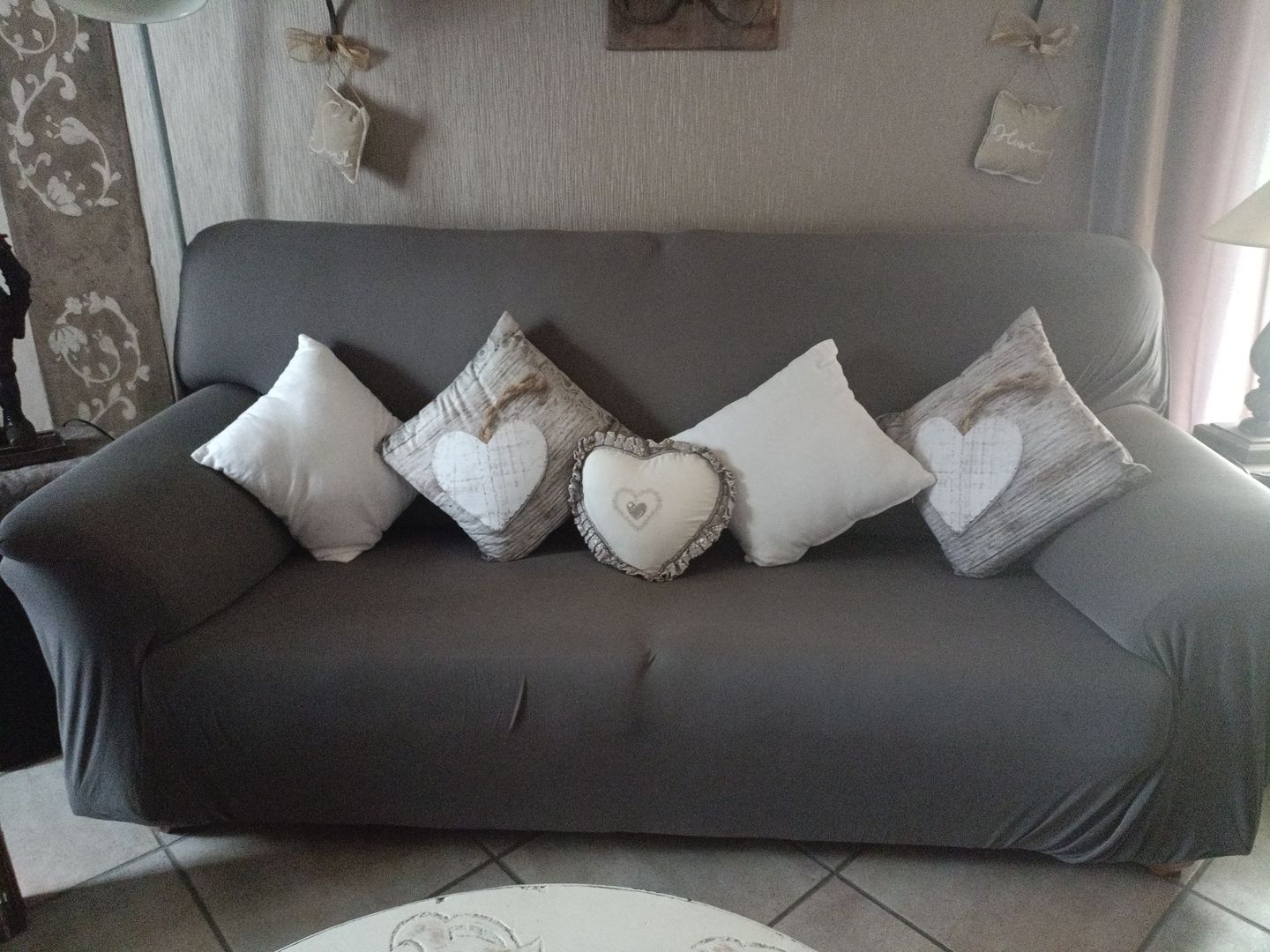 Customer photo review of Gris anthracite - Housses Extensibles de Fauteuil et Canapé
