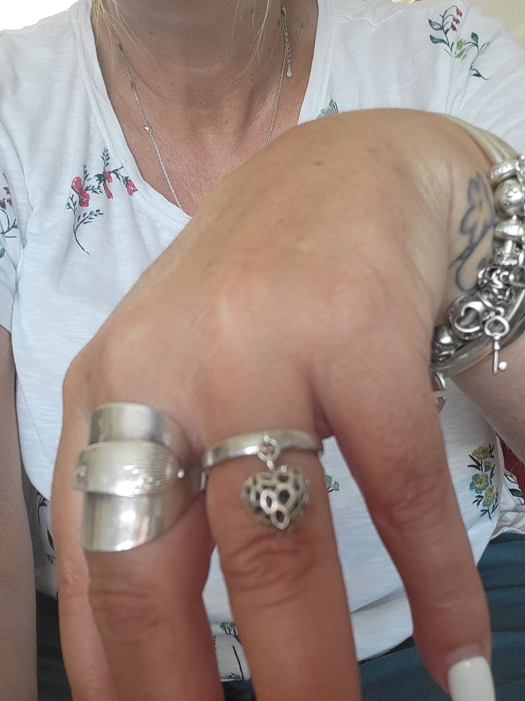 Customer photo review of Angel Heart Charm Ring with Tanzanite